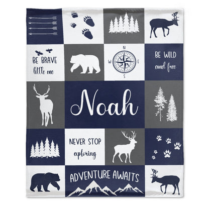 ️Personalized Baby Toddlers Name Blanket - Woodland Theme