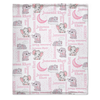 ️Personalized Custom Elephant Stars Baby Blanket