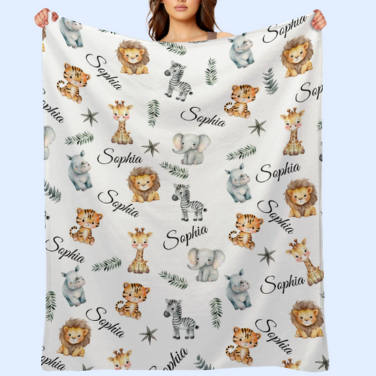 ️Friends of the Forest Name Custom Blanket - Gift Ideas for Kids