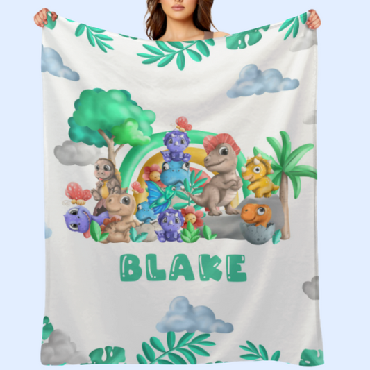 ️Cute Baby Dinosaur Personalized Custom Blanket - Gifts for Kids