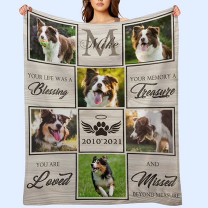 ️Custom Photo Dog Memorial Blanket - Pet Sympathy Gift