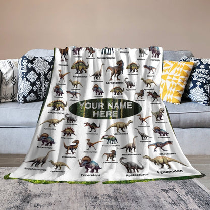 ️Personalized Jurassic Dinosaur Name Custom Blanket