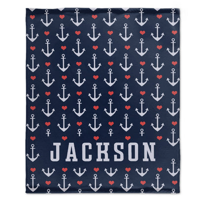 ️Nautical Anchor and Heart Name Custom Blanket