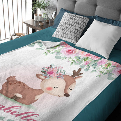 ️Personalized Customized Name Baby Girl Blanket-Baby Deer Blankets