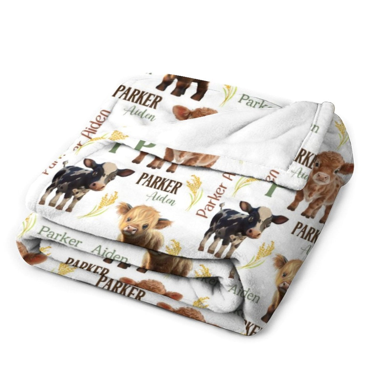 ️Personalized Cow Baby Blanket, Farm Baby Blanket, Farm Animal Baby Shower Gift