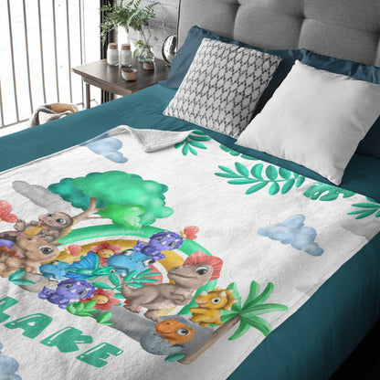 ️Cute Baby Dinosaur Personalized Custom Blanket - Gifts for Kids