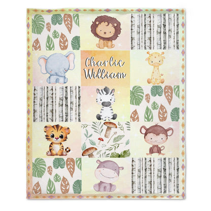 ️Personalized Custom Baby Name Blanket-Woodland Animals Theme
