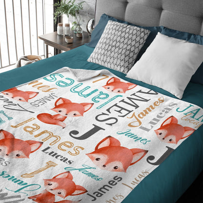 ️Custom Baby Blanket Personalized Baby Blankets for Boys and Girls-fox Animal blanket