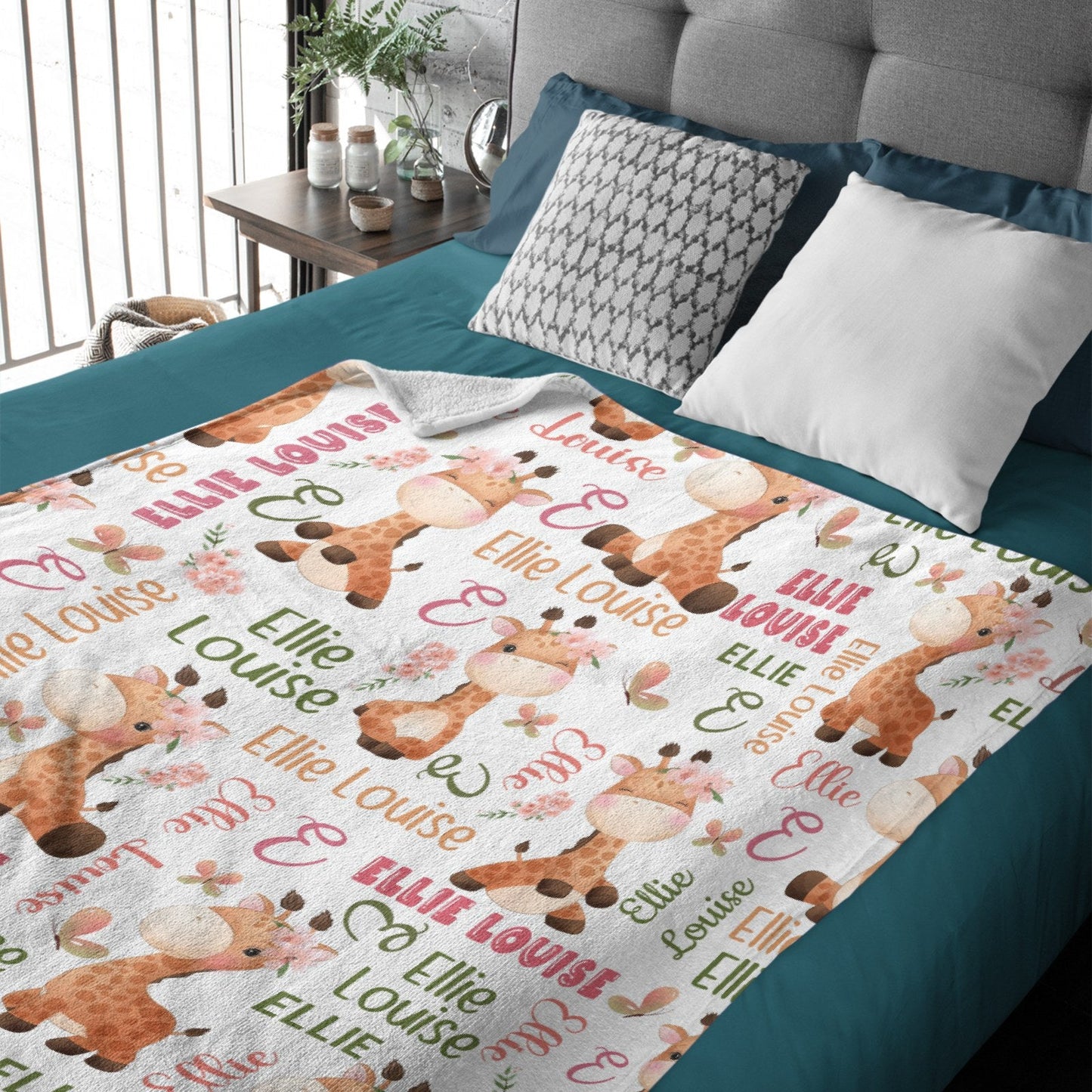 ️Personalized Name Baby Blanket Animal Giraffe Blanket