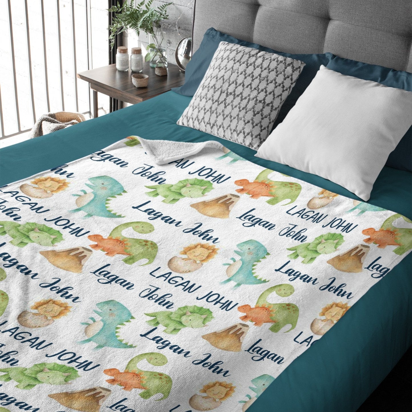 ️Personalized Dinosaur Name Blanket - Gifts for Baby