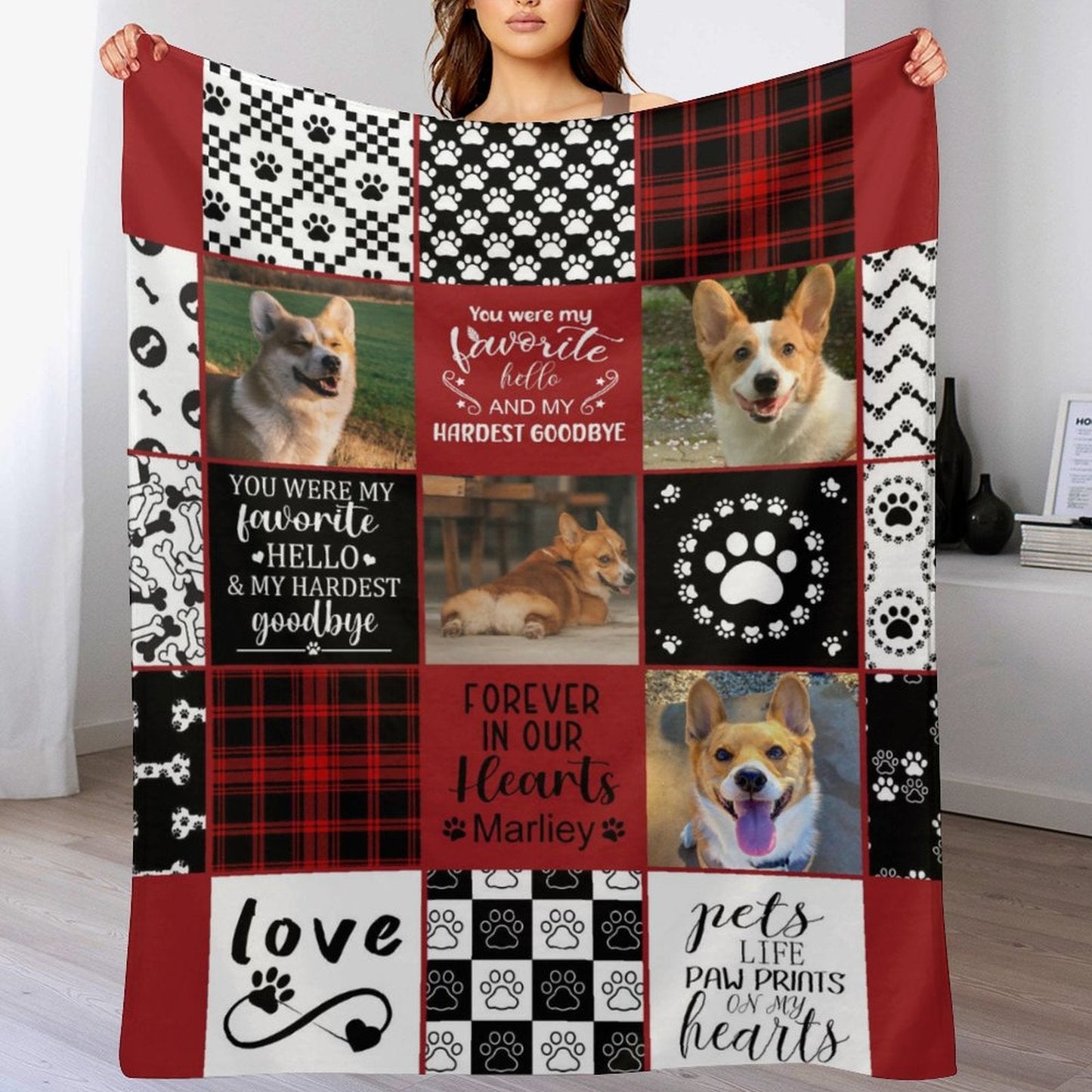 ️Personalized Pet Dog Cat Goodbye Blanket with Photos