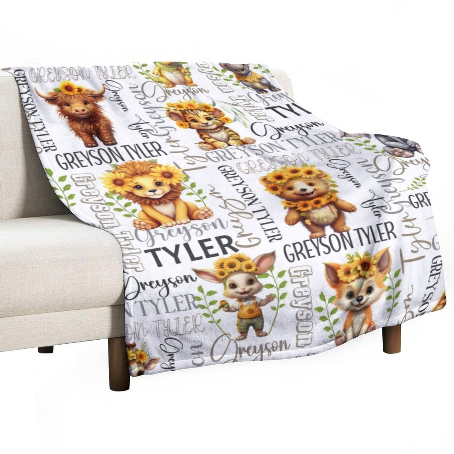 ️Personalized Forest Animal Name Custom Blanket