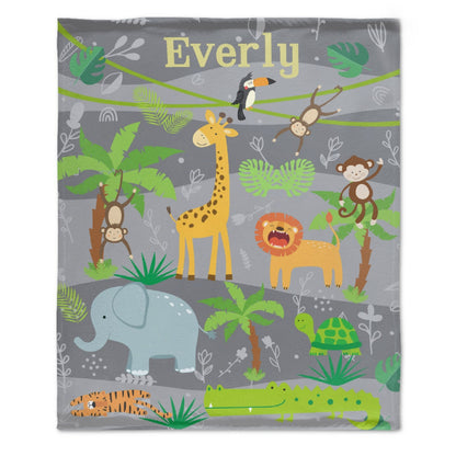 ️Personalized Name Custom Baby blanket-Jungle Theme