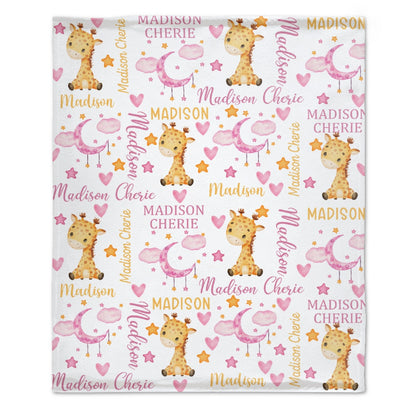 ️Custom Name Personalized Giraffe Baby Blanket