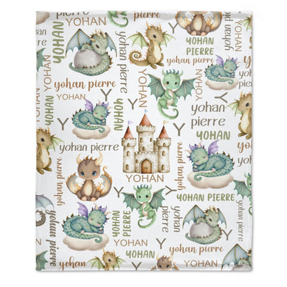 ️Personalized Name Dragon Castle Baby Blanket