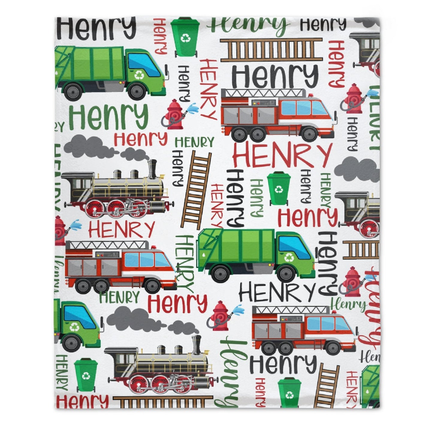 ️Truck Train Personalized Name Pattern Baby Blanket
