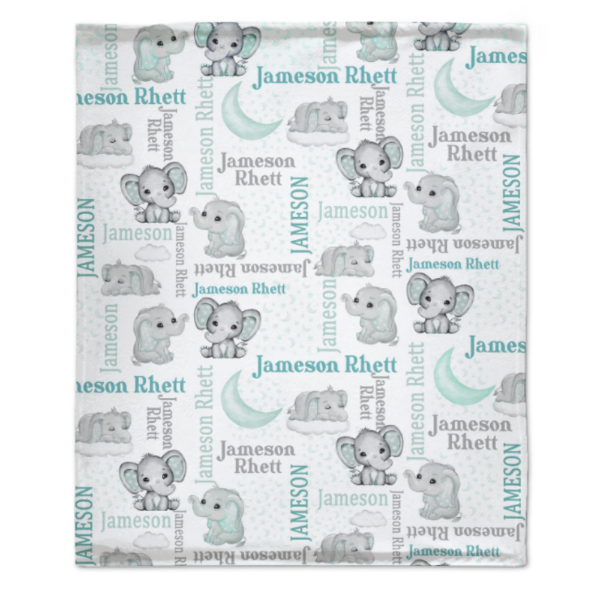 ️Personalized Custom Elephant Stars Baby Blanket