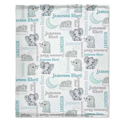 ️Personalized Custom Elephant Stars Baby Blanket