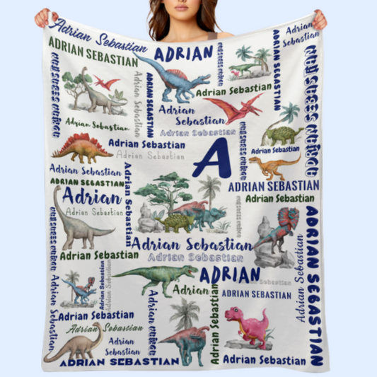 ️Dinosaur Name Personalized Custom Blanket - Gifts for Kids