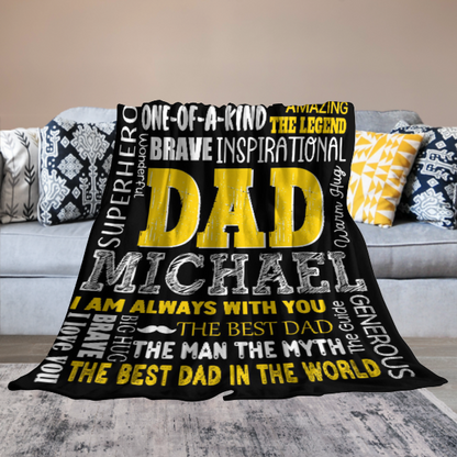 The Best Dad Name Custom Blanket - Gifts for Dad