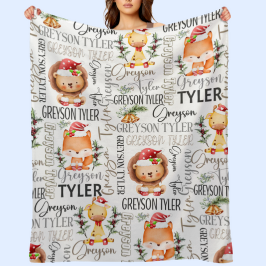 ️Christmas Safari Name Custom Baby Blanket