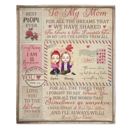 I Love You Mom - Custom Photo Printed blanket
