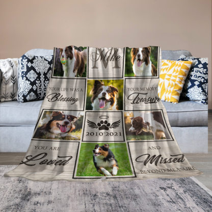 ️Custom Photo Dog Memorial Blanket - Pet Sympathy Gift