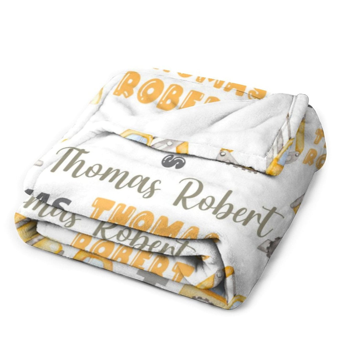 ️Personalized Name Construction Vehicles Baby Blanket