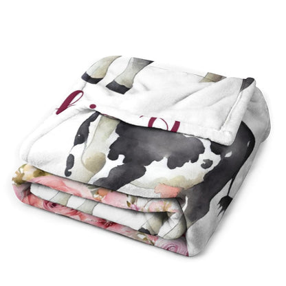 ️Personalized Baby Toddler Name Blanket-Farm Cow Animal