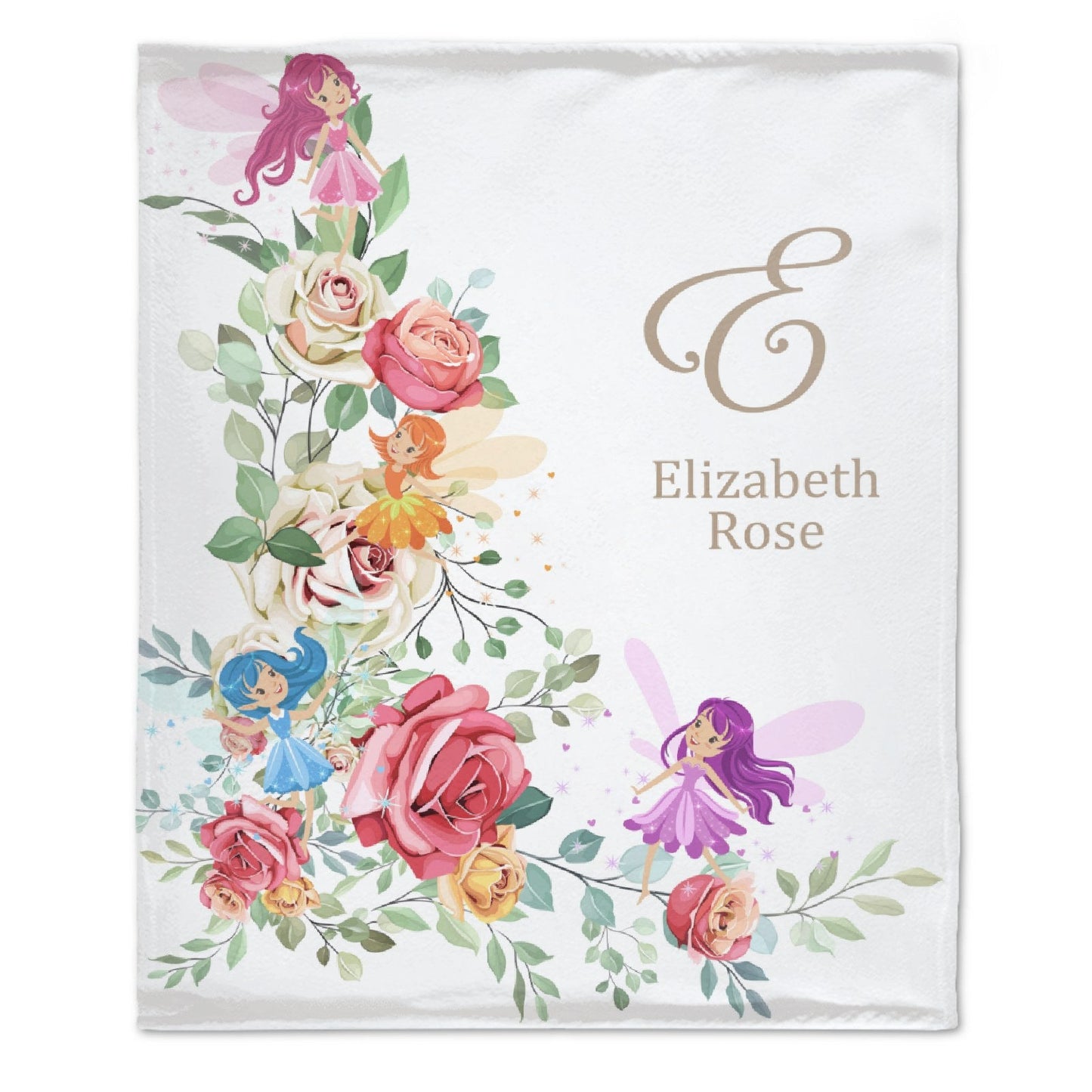 ️Personalized Custom Name Baby Blanket-Flower Fairy Garden