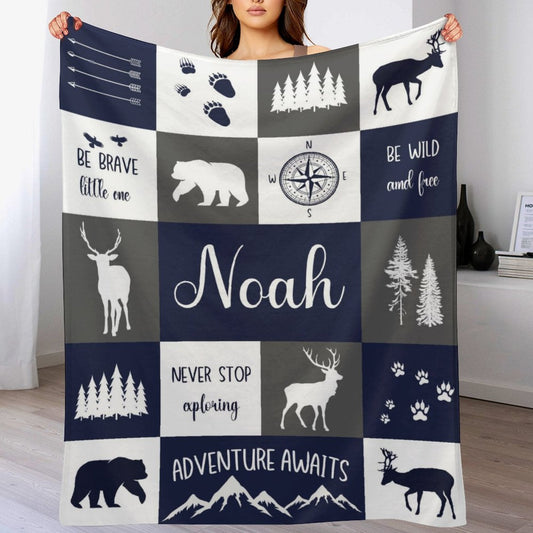 ️Personalized Baby Toddlers Name Blanket - Woodland Theme