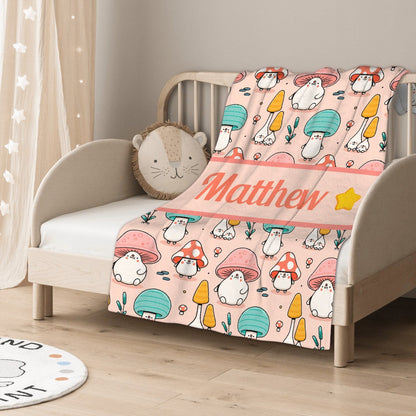 ️Personalized Cute Mushroom Blanket - Birthday Gifts For Girls Boys