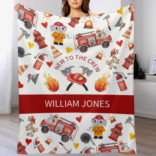 ️Personalized Custom Name Baby Blanket - Fire Service Firetruck Fireman