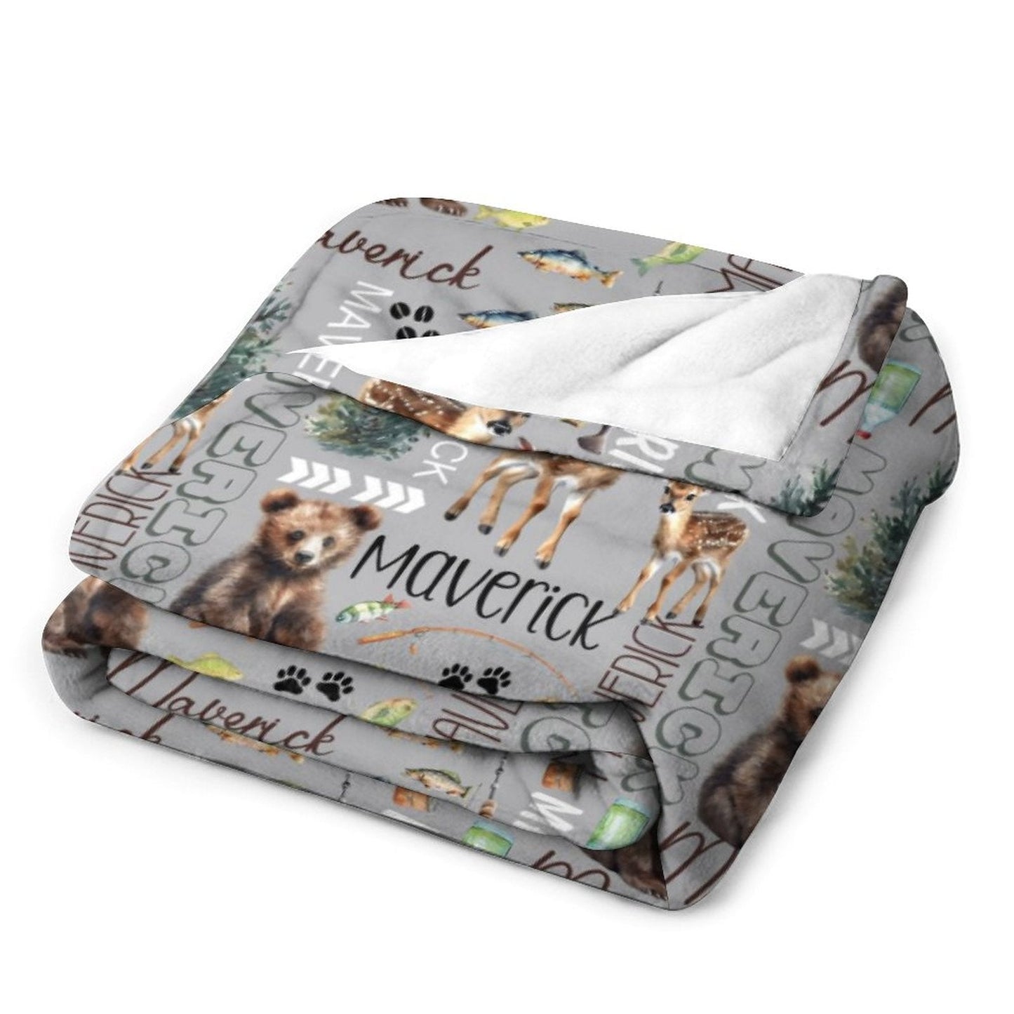 ️Personalized Name Blanket -Toddler Boy Country Woodland Forest,Baby Shower Gift