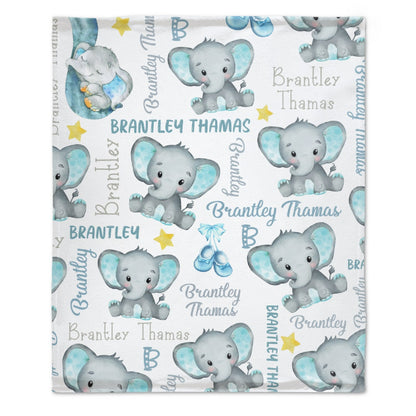 ️Personalized Name Elephant Baby Blanket