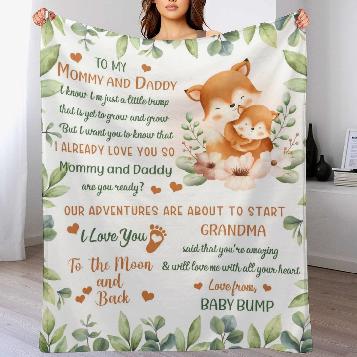 ️I Love You To The Moon And Back- Family Personalized Custom Baby Blanket