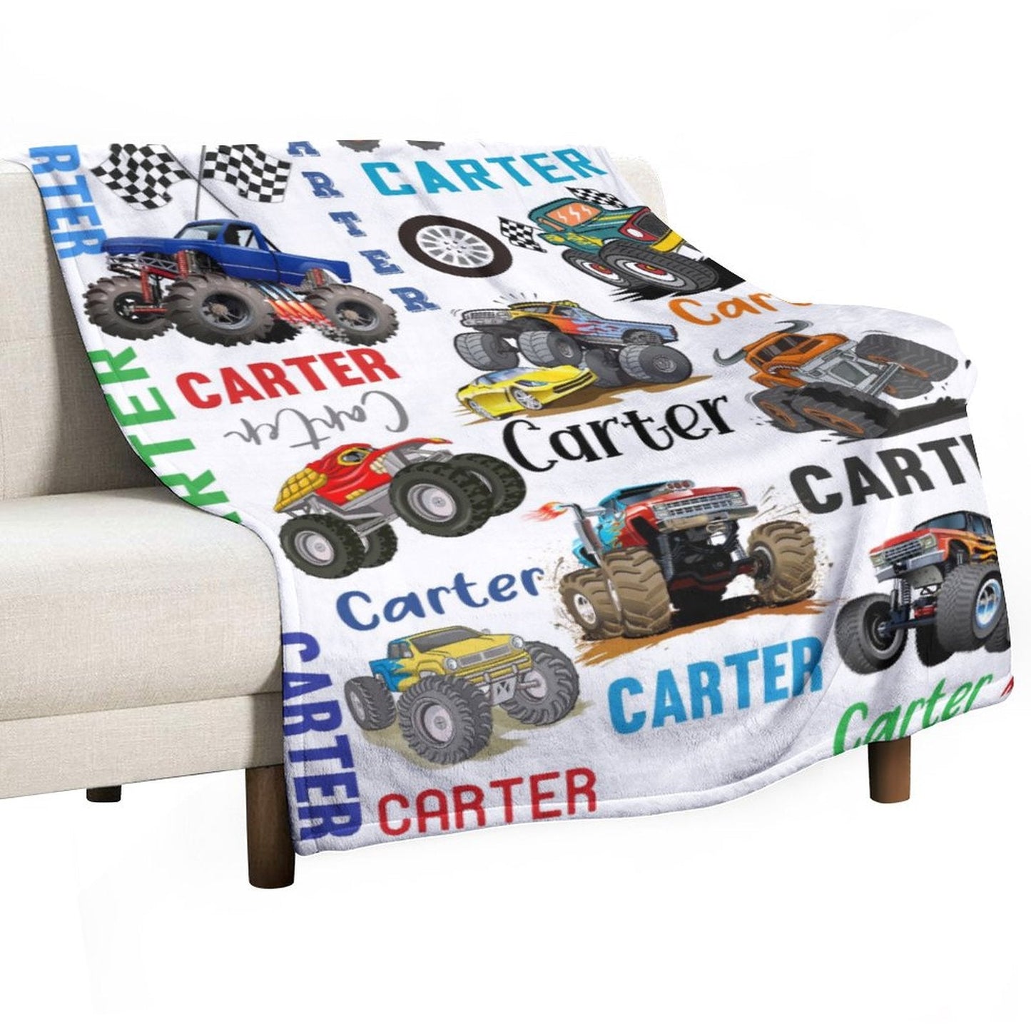 ️Personalized Name Customized Monster Truck Blanket