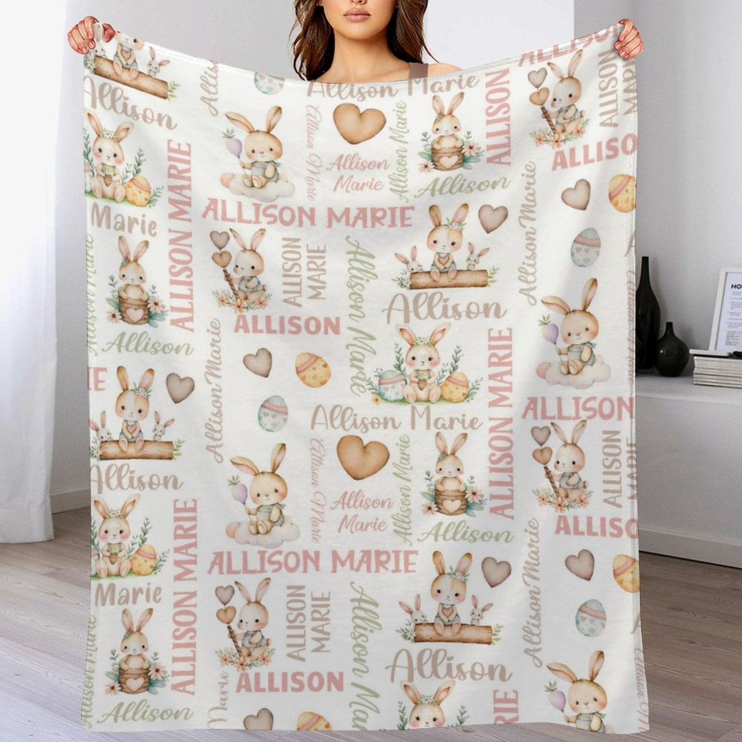 ️Personalized Bunny Easter name blanket