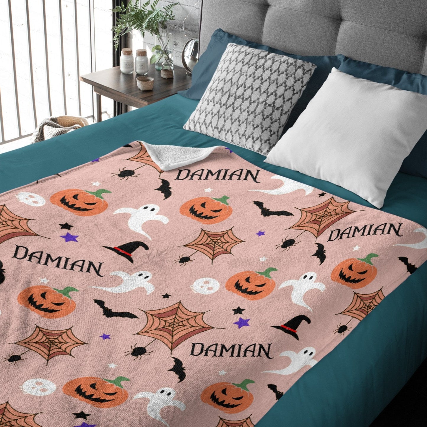 ️Personalized Custom Name Blanket-Halloween Pumpkin ghost