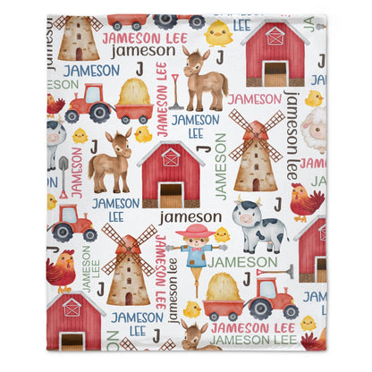 ️Horse Cow Barn Farm Personalized Name Baby Blanket