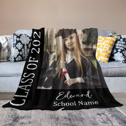 Graduation Blanket 2023 Custom Photo and Name Congratulations Graduation Gift