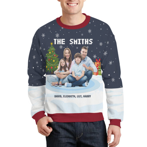 Custom Photo Best Family Ever - Family Personalized Custom Ugly Sweatshirt