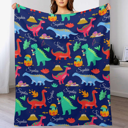 ️Personalized Name Custom Dinosaur Baby Blanket