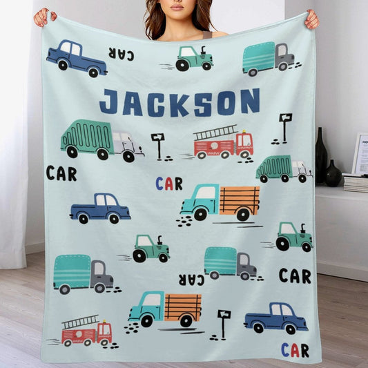 ️Personalized Name Custom Construction Truck Blanket