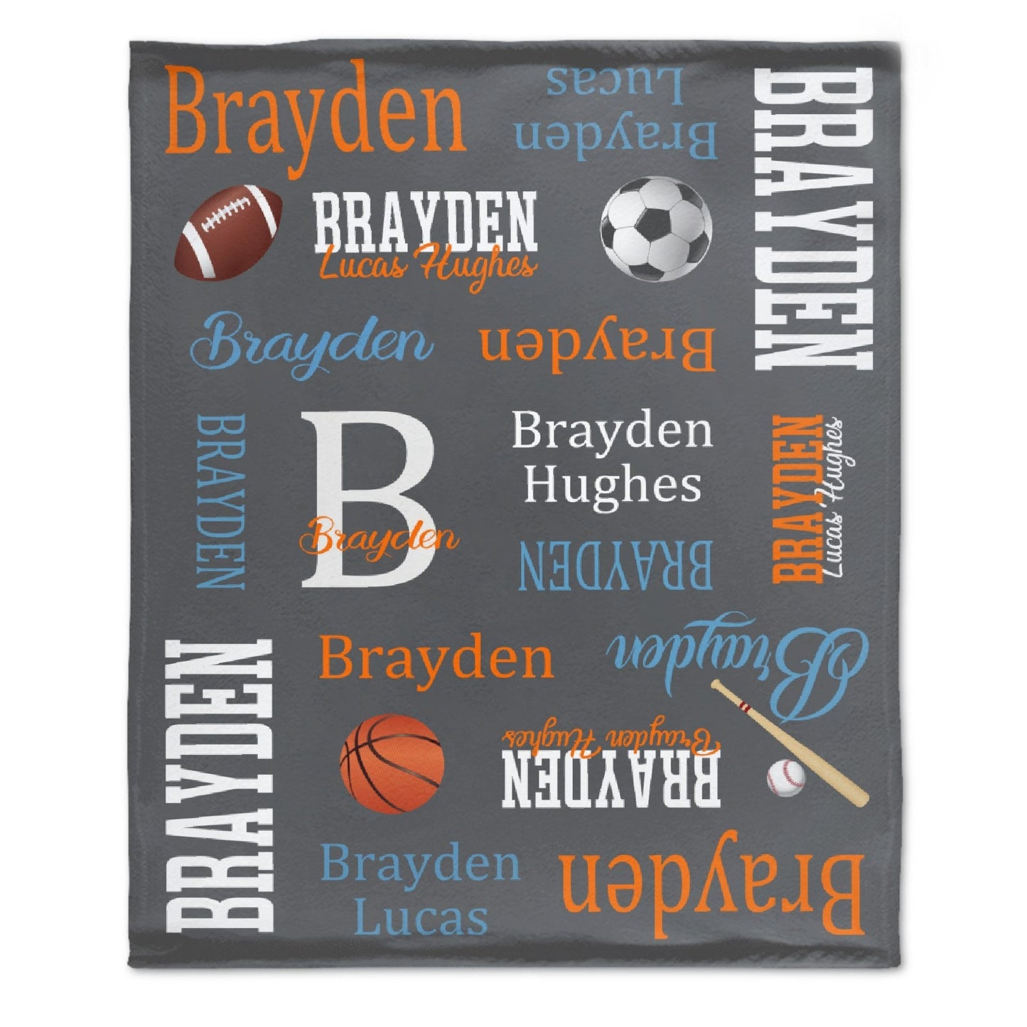 ️Personalized Allstar Sports Theme Baby Name Blanket