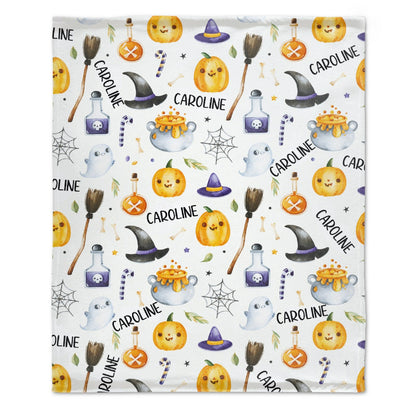 ️Personalized Halloween Baby Blanket, Custom Plush Halloween Blanket