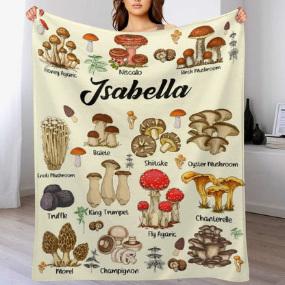 ️Personalized Name Mushroom Custom Blanket