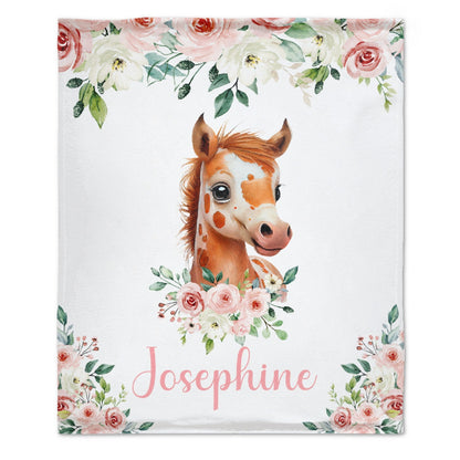 ️Horse Farm Animal Personalized Name Baby Blanket