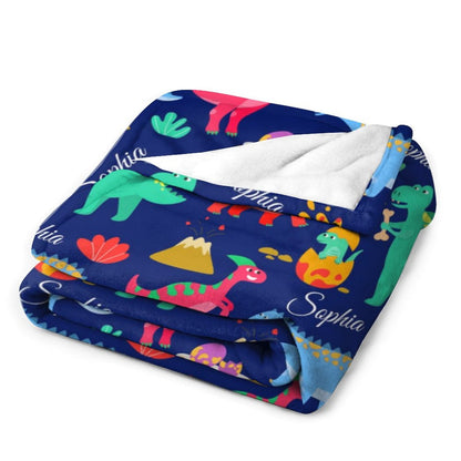 ️Personalized Name Custom Dinosaur Baby Blanket