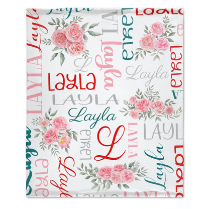 ️Personalized Floral Name Blanket